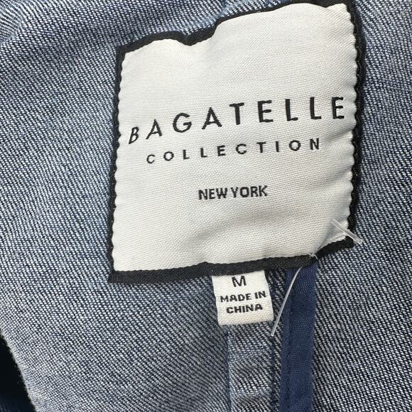 Bagatelle Denim Blazer WMNS M Dark Wash One Button Tailored Stretch Notch Collar - Picture 5 of 14